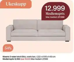 Møbelringen Ukeskupp Maemo 3-seter tekstil Bliss tilbud