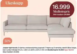 Møbelringen Jasper hjørnesofa tilbud