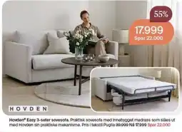 Møbelringen Hovden Easy 3-seter sovesofa tilbud