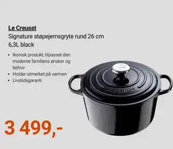 Le Creuset signature støpejernsgryte rund 26 cm