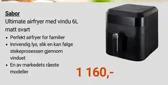 Sabor ultimate airfryer med vindu 6L matt svart