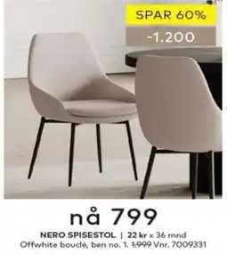 Skeidar nero spisestol tilbud
