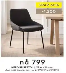 Skeidar nero spisestol tilbud