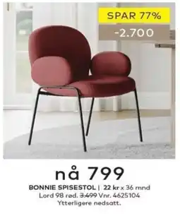 Skeidar Bonnie spisestol tilbud