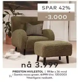 Skeidar Preston hvilestol tilbud