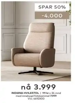 Skeidar Indiana hvilestol tilbud