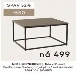 Skeidar Nox hjørnebord tilbud