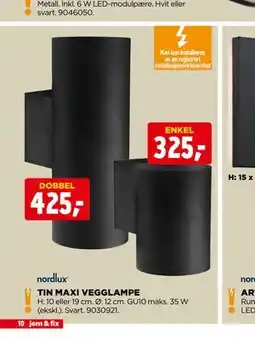 jem & fix TIN MAXI VEGGLAMPE tilbud