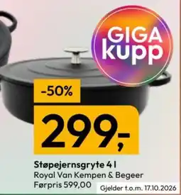 Gigaboks Royal Van Kempen & Begeer Støpejernsgryte 4 l tilbud