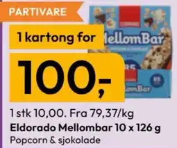 Gigaboks Eldorado Mellombar Popcorn & sjokolade tilbud