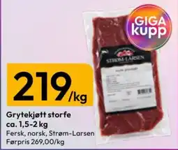 Gigaboks Strom-larsen grytekjøtt storfe tilbud
