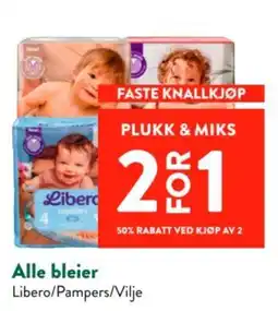 Jacobs Alle bleier Libero/Pampers/Vilje tilbud