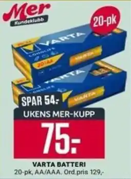 Europris Varta batteri tilbud
