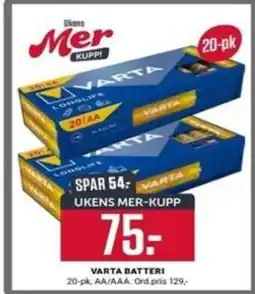 Europris Varta batteri tilbud