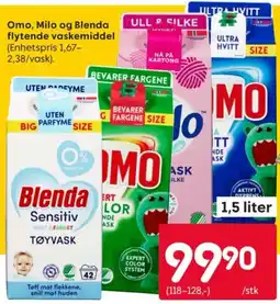 Rusta Omo, Milo og Blenda flytende vaskemiddel tilbud