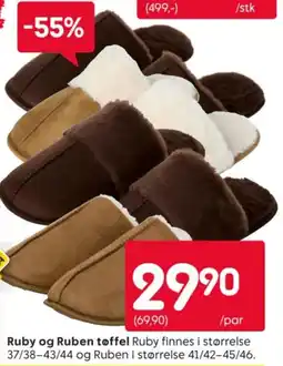 Rusta Ruby og Ruben tøffel tilbud