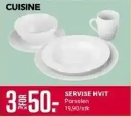 Europris Cuisine servise hvit tilbud
