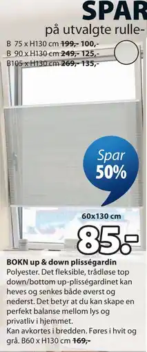 JYSK BOKN up & down plisségardin tilbud