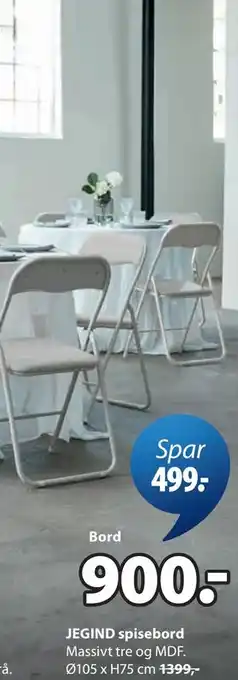 JYSK JEGIND spisebord tilbud