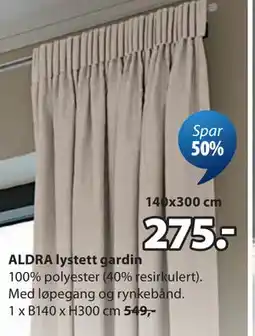 JYSK ALDRA lystett gardin tilbud