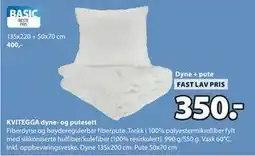 JYSK KVITEGGA dyne- og putesett tilbud