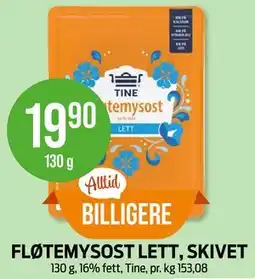 Kiwi FLØTEMYSOST LETT, SKIVET tilbud