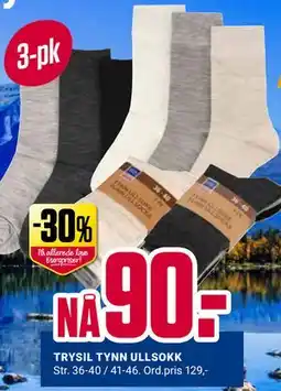 Europris TRYSIL TYNN ULLSOKK tilbud