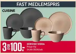 Europris SERVISE VIDDA, Medlemspris tilbud