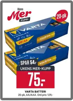 Europris VARTA BATTERI tilbud