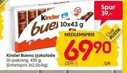 Rusta Kinder Bueno sjokolade tilbud