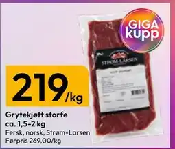 Gigaboks Grytekjøtt storfe ca. 1,5-2 kg tilbud