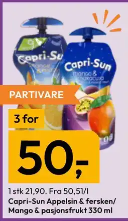 Gigaboks Capri-Sun Appelsin & fersken/ Mango & pasjonsfrukt tilbud
