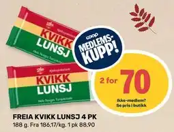 Coop Marked FREIA KVIKK LUNSJ 4 PK, Medlemspris tilbud