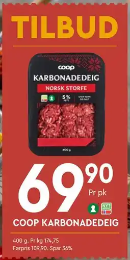 Coop Mega COOP KARBONADEDEIG tilbud