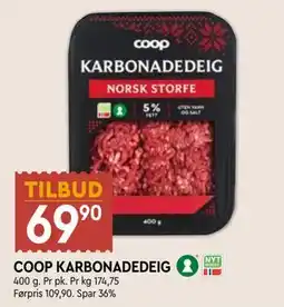 Coop Mega COOP KARBONADEDEIG tilbud