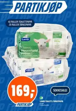Coop Obs LAMBI TOALETT-/TØRKEPAPIR tilbud