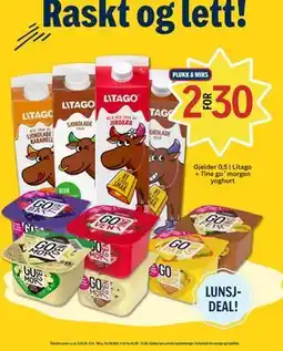 Coop Prix Litago + Tine go´ morgen yoghurt tilbud