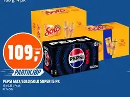 Coop Obs PEPSI MAX/SOLO/SOLO SUPER 15 PK tilbud