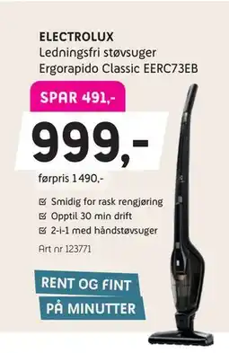 ELON ELECTROLUX Ledningsfri støvsuger Ergorapido Classic EERC73EB tilbud