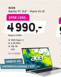 ELON ACER Bærbar PC 15,6” - Aspire Go 15 tilbud