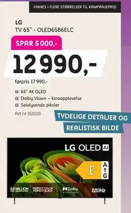 ELON LG TV 65” - OLED65B6ELC tilbud