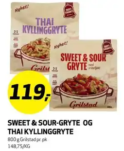 Bunnpris SWEET & SOUR-GRYTE OG THAI KYLLINGGRYTE tilbud
