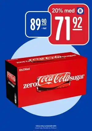 COCA-COLA U/SUKKER 10PK