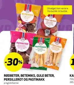 Bunnpris RØDBETER, BETEMIKS, GULE BETER, PERSILLEROT OG PASTINAKK tilbud