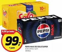Bunnpris PEPSI MAX OG SOLO SUPER tilbud