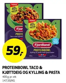 Bunnpris PROTEINBOWL TACO & KJØTTDEIG OG KYLLING & PASTA tilbud