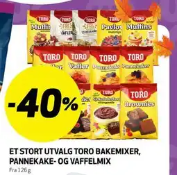 Bunnpris ET STORT UTVALG TORO BAKEMIXER, PANNEKAKE- OG VAFFELMIX tilbud