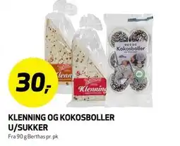 Bunnpris KLENNING OG KOKOSBOLLER U/SUKKER tilbud