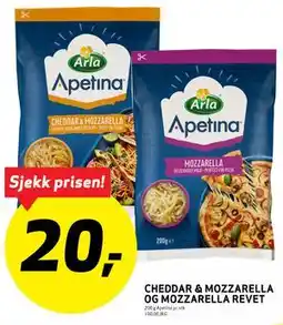 Bunnpris CHEDDAR & MOZZARELLA OG MOZZARELLA REVET tilbud