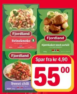 Coop Extra Fjordland Svineknoke Kjøttkaker med surkål Sweet chili tilbud